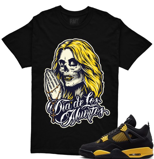 Thunder 4s Matching Shirt, Day of the Dead Shirt Matching Jordan 4 thunder yellow Jezsport.com