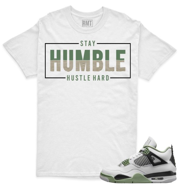 Seafoam 4s Matching Shirts, Hustle Hard Shirt Matching Jordan 4 Seafoam Oil Green Jezsport.com