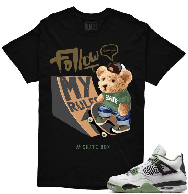 Seafoam 4s Matching Shirts, Skate Boy Shirt Matching Jordan 4 Seafoam Oil Green Jezsport.com