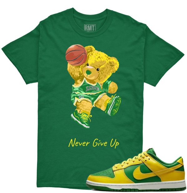 Dunk Low Reverse Brazil Unisex T-shirt, Never Give Up Shirt Matching Dunk Low Reverse Brazil Jezsport.com