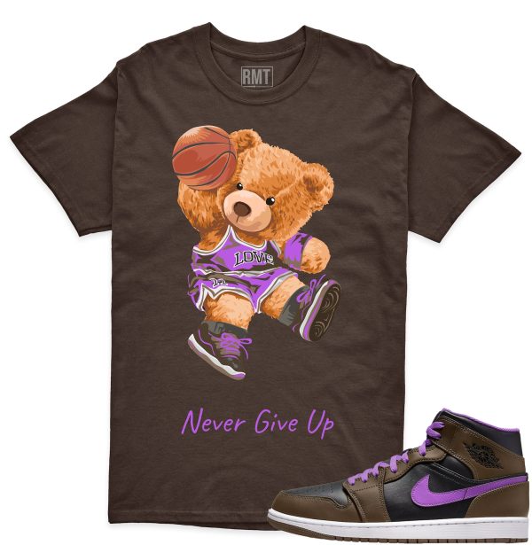 Jordan 1 Palomino Shirts - Never Give Up Shirt Matching Jordan 1 Mid Palomino Wild Berry Jezsport.com