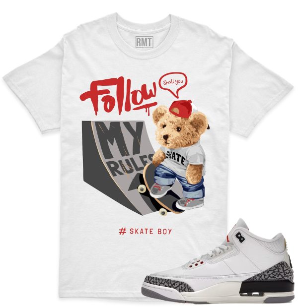 Reimagined 3s Matching Shirts, Skate Boy Shirt Matching Jordan 3 White Cement Reimagined Jezsport.com