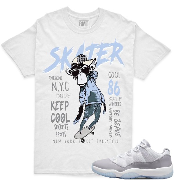 Jordan 11 Low Cement Grey Unisex T-Shirt, Skater Shirt Matching Cement Grey 11s Jezsport.com