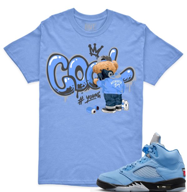 UNC 5s Matching Shirts, Cool Bear Shirt Matching Jordan 5 university blue Jezsport.com