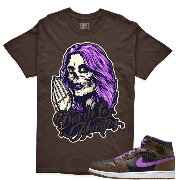 Jordan 1 Palomino Shirt, Day of the Dead Shirt Matching Jordan 1 Mid Palomino Wild Berry Jezsport.com