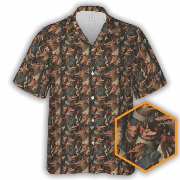 Bickering Kobolds by Hieronymus Bosch DnD Button-Up Hawaiian Shirt, Summer Shirt For Men and Women Jezsport.com