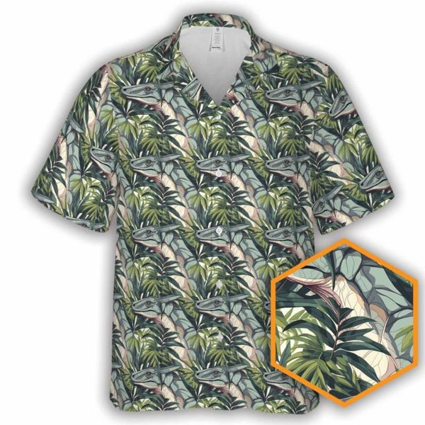 Tropical Dino Floral Button-Up Hawaiian Shirt, Summer Shirt For Men and Women Jezsport.com