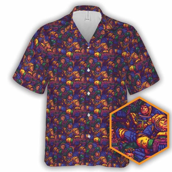 Space Marines Sci-fi Button-Up Hawaiian Shirt, Summer Shirt For Men and Women Jezsport.com