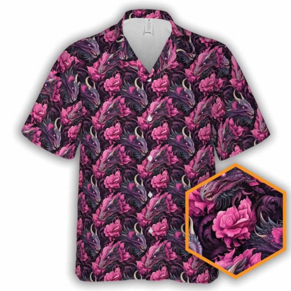 Black Dragon Orchids DnD Button-Up Hawaiian Shirt, Summer Shirt For Men and Women Jezsport.com