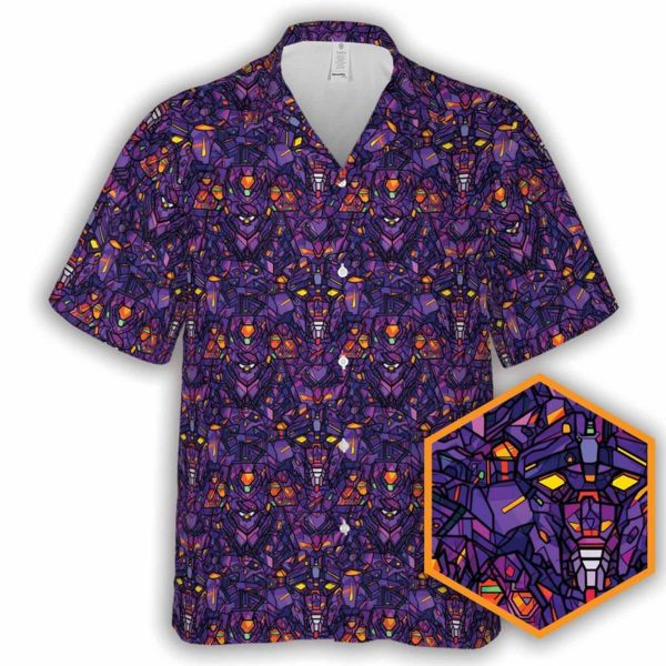 Stained Glass Mecha Sci-fi Button-Up Hawaiian Shirt, Summer Shirt For Men and Women Jezsport.com