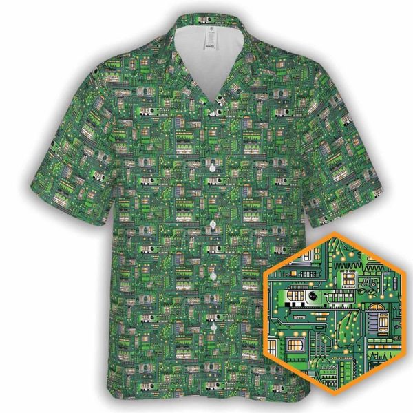 Circuit Board Sci-fi Button-Up Hawaiian Shirt, Summer Shirt For Men and Women Jezsport.com