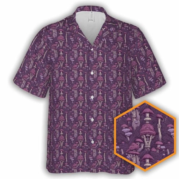 Magical Mushrooms Nature Button-Up Hawaiian Shirt, Summer Shirt For Men and Women Jezsport.com