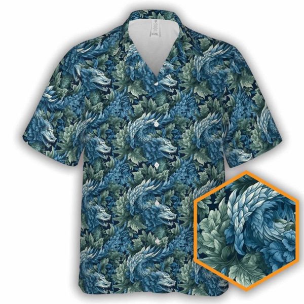 Blue Dragon Floral DnD Button-Up Hawaiian Shirt, Summer Shirt For Men and Women Jezsport.com