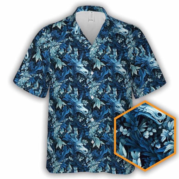 Blue Dragon Floral DnD Button-Up Hawaiian Shirt, Summer Shirt For Men and Women Jezsport.com