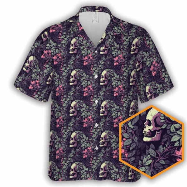 Tropical Skulls Skull Button-Up Hawaiian Shirt, Summer Shirt For Men and Women Jezsport.com