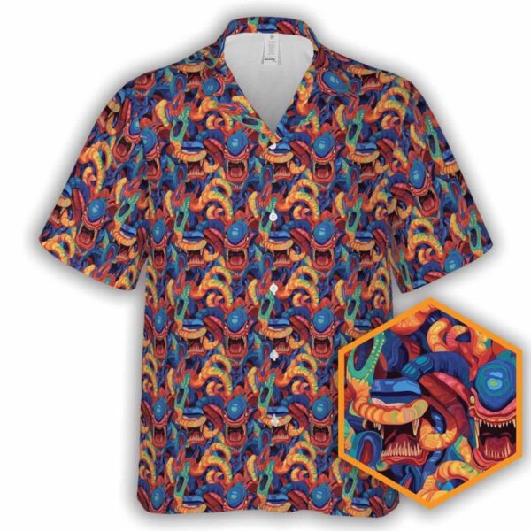 Tropical Xenomorph Sci-fi Button-Up Hawaiian Shirt, Summer Shirt For Men and Women Jezsport.com