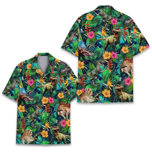 Tropical Dinosaur Hawaiian Shirt, Summer For Men and Women Jezsport.com