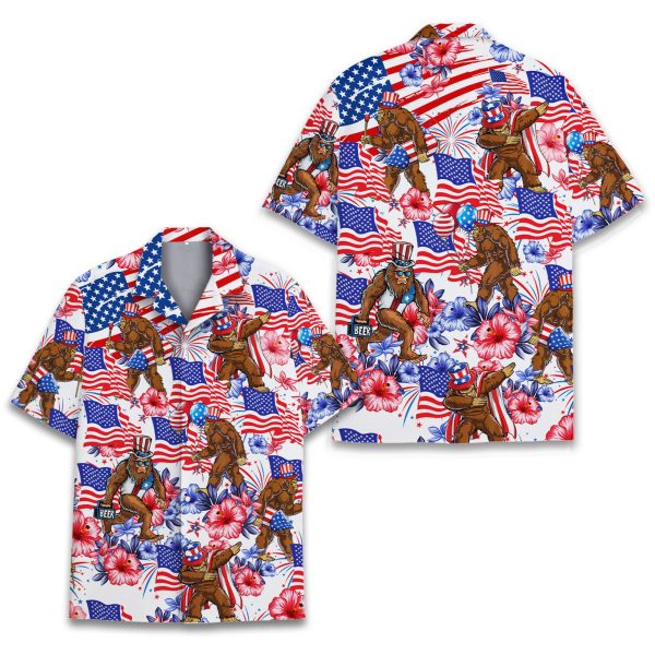 Bigfoot American Flag Hawaiian Shirt, Summer Shirt For Men and Women Jezsport.com