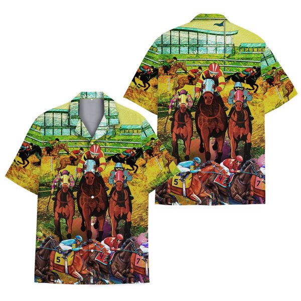 Horse Racing Hawaiian Shirt, Summer For Men and Women Jezsport.com