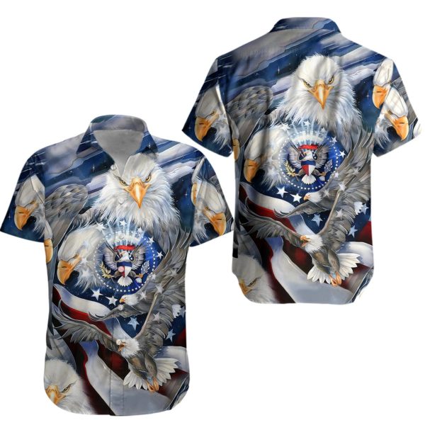 USA Eagle American Flag Hawaiian Shirt, Summer For Men and Women Jezsport.com