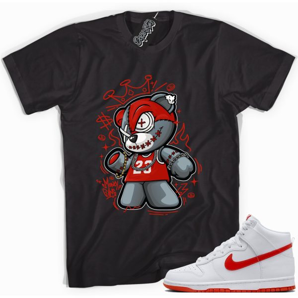 Money Gang Bear Sneaker Shirt Made To Match Dunks High White Picante Red Jezsport.com