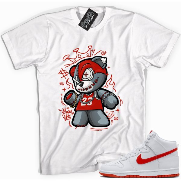 Money Gang Bear Sneaker Shirt Made To Match Dunks High White Picante Red Jezsport.com