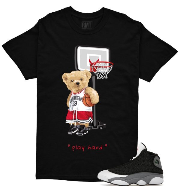 Jordan 13 Black Flint Matching Shirts, Play Hard Matching Black Flint 13s Jezsport.com