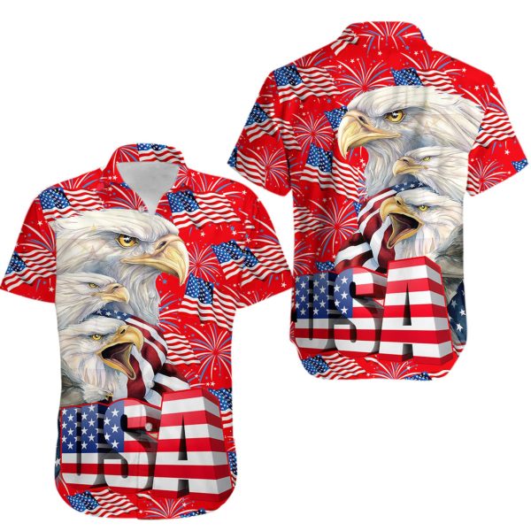 USA Eagle American Flag Hawaiian Shirt, Summer For Men and Women Jezsport.com