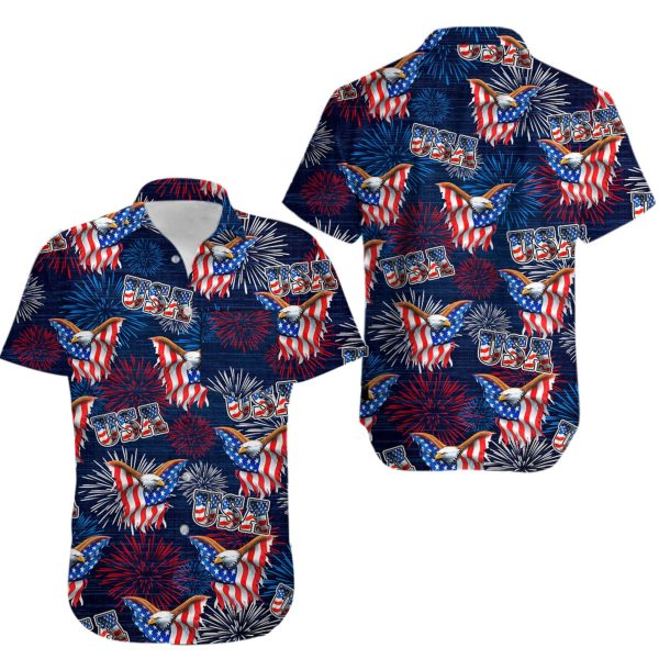 USA Eagle American Flag Hawaiian Shirt, Summer For Men and Women Jezsport.com