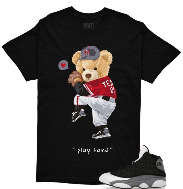 Jordan 13 Black Flint Matching Shirts, Play Hard Matching Black Flint 13s Jezsport.com