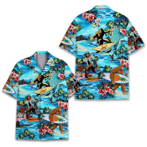 Bigfoot Surfing Hawaiian Shirt, Summer For Men and Women Jezsport.com