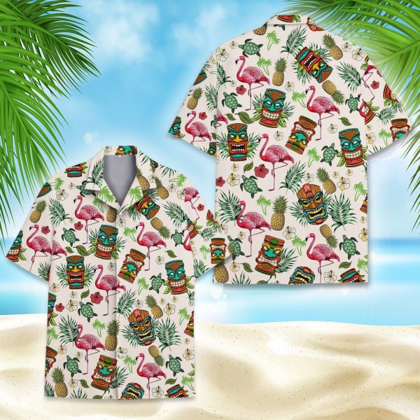 Tropical Tiki And Flamingo Hawaiian Shirt, Summer For Men and Women Jezsport.com