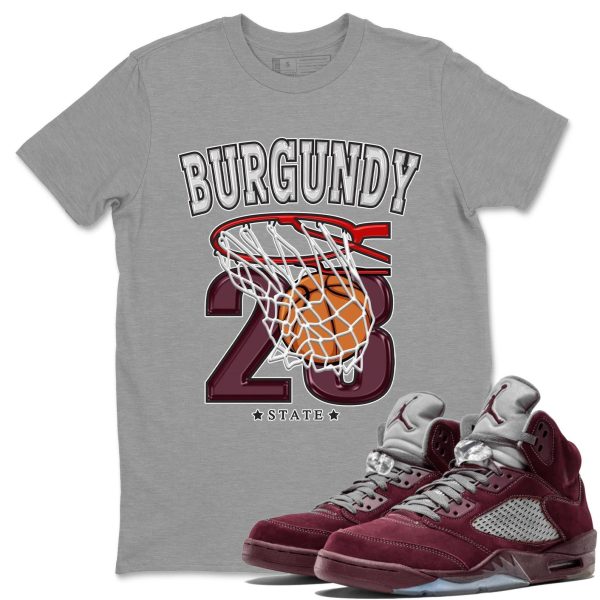 Basketball Unisex Tees - Sneaker Shirt To Match 5s Burgundy Jezsport.com