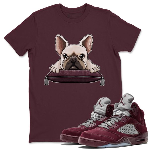 French Bulldog Unisex Tees - Sneaker Shirt To Match 5s Burgundy Jezsport.com