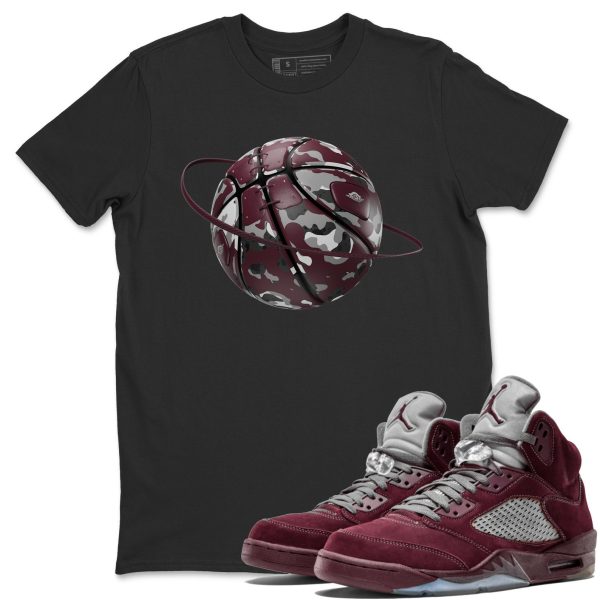 Camo Basketball Planet Unisex Tees - Sneaker Shirt To Match 5s Burgundy Jezsport.com