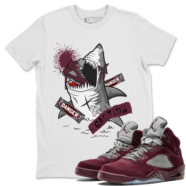 Dangerous Shark Unisex Tees - Sneaker Shirt To Match 5s Burgundy Jezsport.com