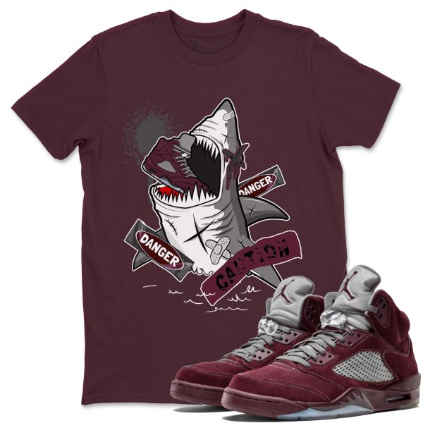 Dangerous Shark Unisex Tees - Sneaker Shirt To Match 5s Burgundy Jezsport.com