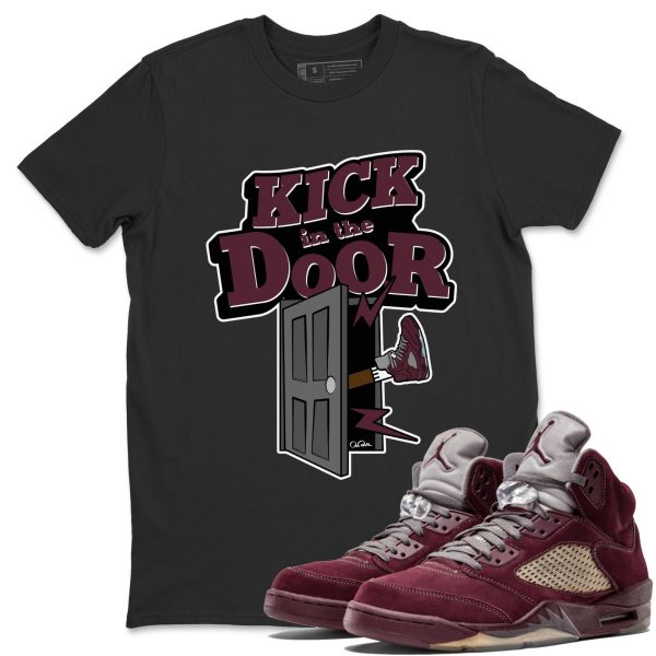 Kick In The Door Unisex Tees - Sneaker Shirt To Match 5s Burgundy Jezsport.com