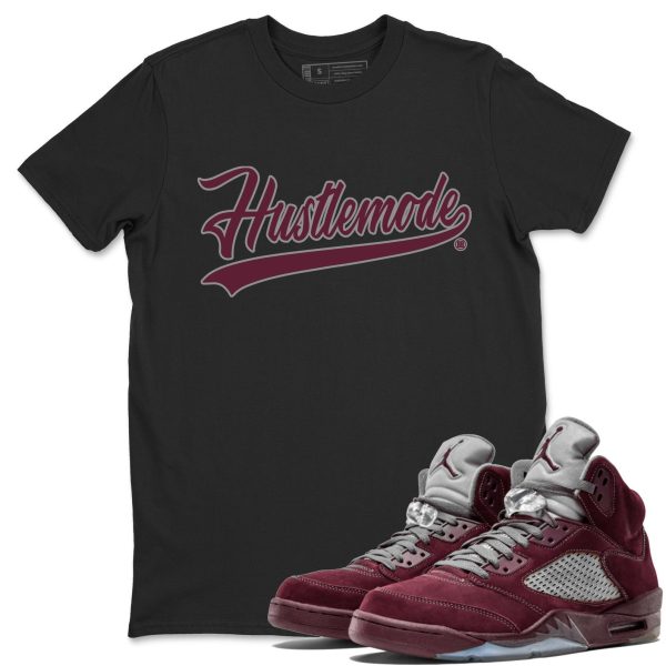 Hustle Mode Unisex Tees - Sneaker Shirt To Match 5s Burgundy Jezsport.com