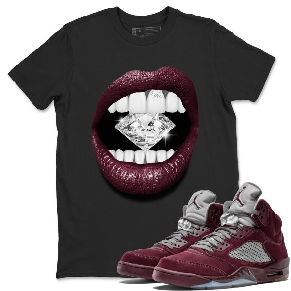 Lips Diamond Unisex Tees - Sneaker Shirt To Match 5s Burgundy Jezsport.com