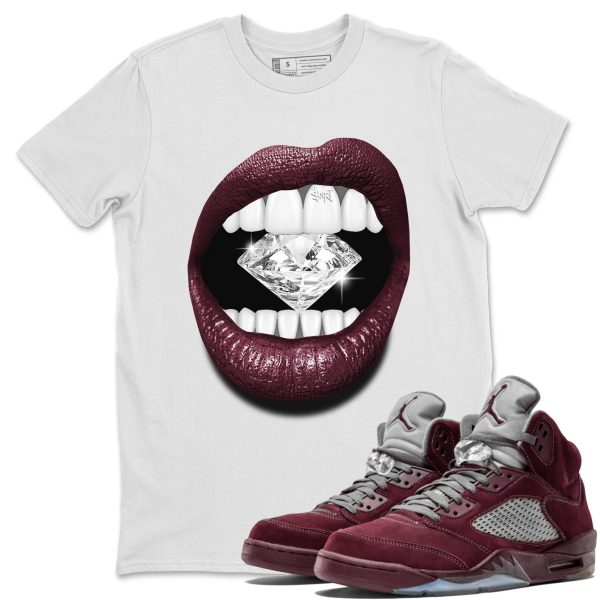 Lips Diamond Unisex Tees - Sneaker Shirt To Match 5s Burgundy Jezsport.com