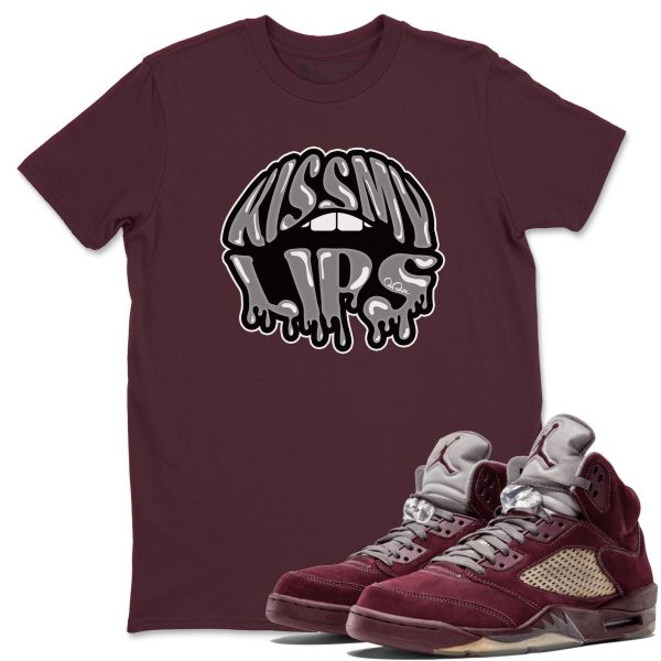 Kiss My Lips Unisex Tees - Sneaker Shirt To Match 5s Burgundy Jezsport.com