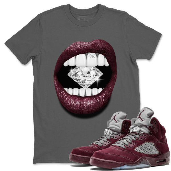 Lips Diamond Unisex Tees - Sneaker Shirt To Match 5s Burgundy Jezsport.com