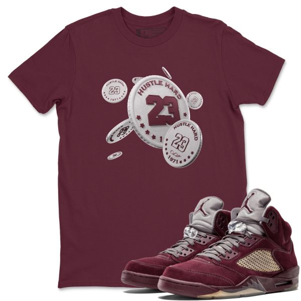 Coin Drop Unisex Tee - Sneaker T-Shirt To Match 5s Burgundy Jezsport.com