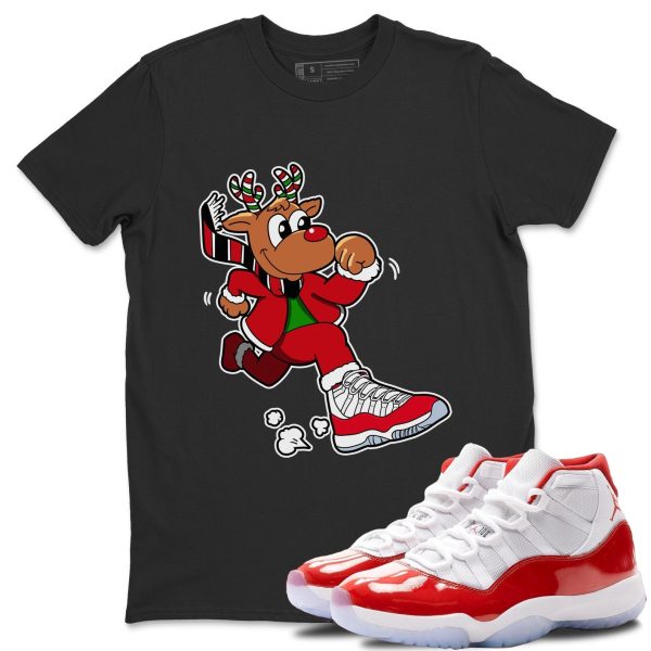 Running Reindeer Unisex Tee - Sneaker Shirt To Match 11s Cherry Jezsport.com