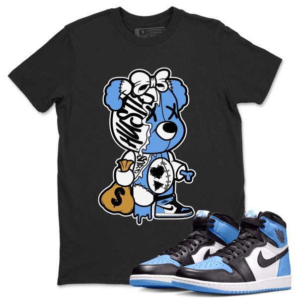 Stitched Hustle Bear Unisex Tee - Sneaker Shirt To Match 1s UNC University Blue Jezsport.com