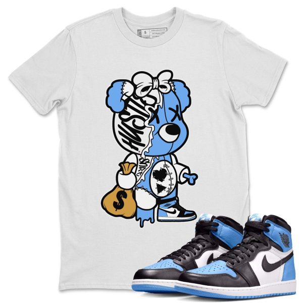 Stitched Hustle Bear Unisex Tee - Sneaker Shirt To Match 1s UNC University Blue Jezsport.com