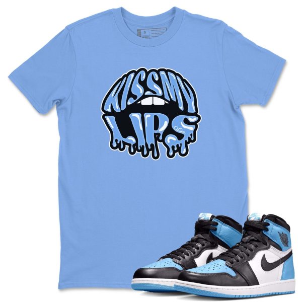 Kiss My Lips Unisex Short Sleeve T-Shirt - Sneaker Shirt To Match 1s UNC University Blue Jezsport.com