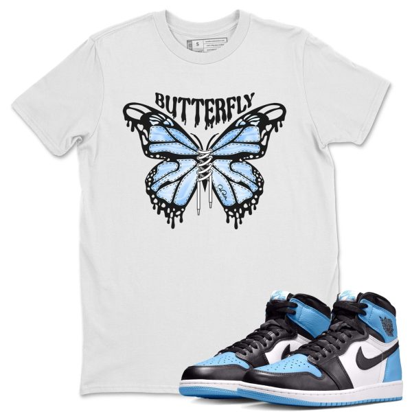 Butterfly Unisex Short Sleeve T-Shirt - Sneaker Shirt To Match 1s UNC University Blue Jezsport.com