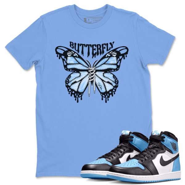 Butterfly Unisex Short Sleeve T-Shirt - Sneaker Shirt To Match 1s UNC University Blue Jezsport.com